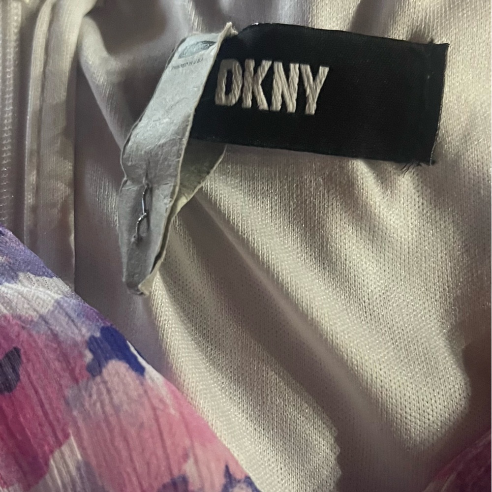 DKNY | XL | Pink, Purple & White Faux Wrap Dress - Picture 3 of 11